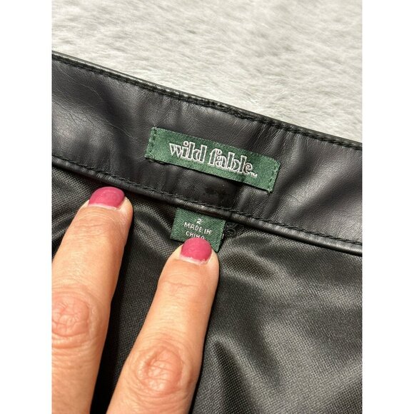 Wild Fable Women's 2 Black Faux Leather Mini Skirt Zip Front NWOT - Picture 10 of 12